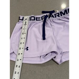 Kids Under‎ Armour Purple Athletic Shorts Size YSM JP CH Drawstring Logo